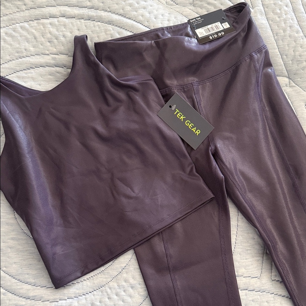 Tek Gear Plum Workout Tank and High-Rise Leggings - Deep Purple